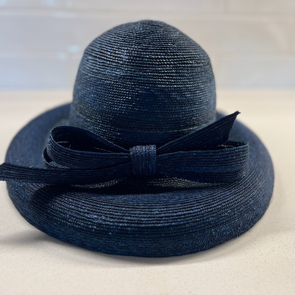 Charleston Straw Hat *Custom* For smaller head Adjustable Sizer Band Navy Navy S